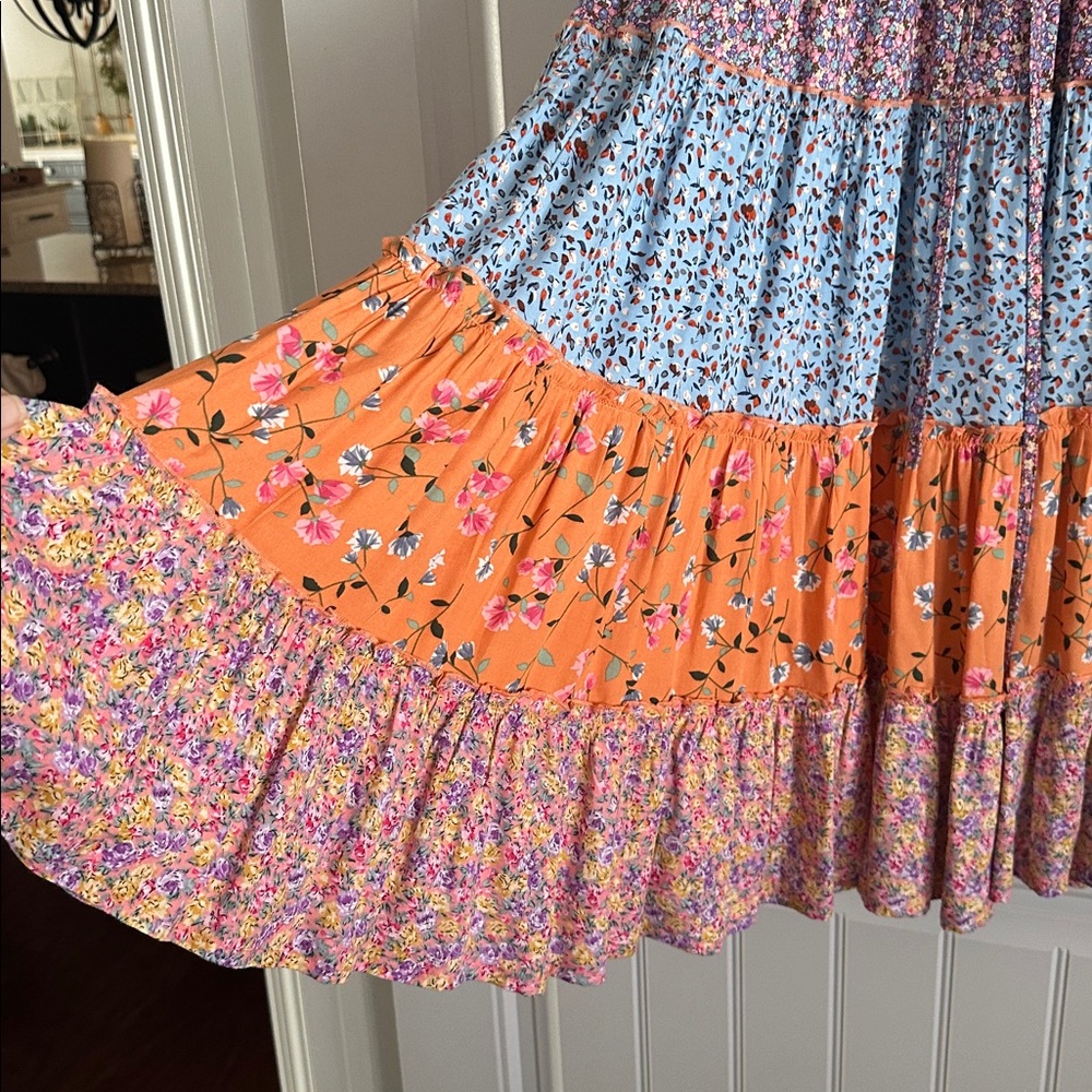 Nwots Easel Tiered Ditsy Cottagecore Skirt Medium